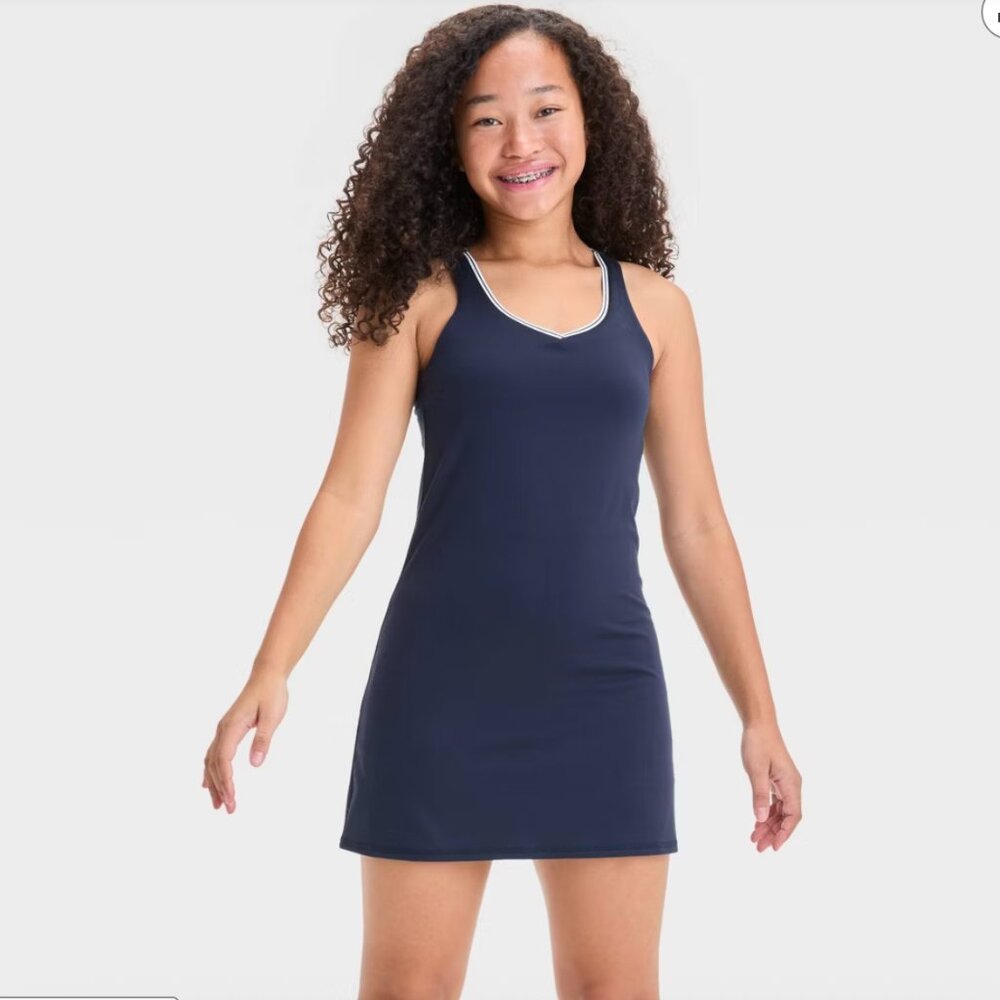 All In Motion Girls Contrast Trim Active Dress Navy Size 8 M | NWOT - Picture 2 of 15
